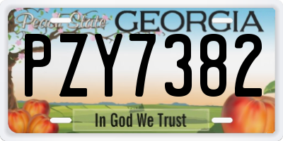 GA license plate PZY7382
