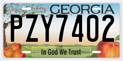 GA license plate PZY7402