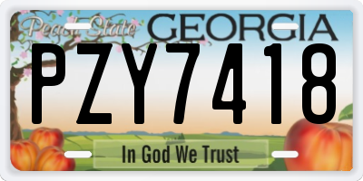 GA license plate PZY7418