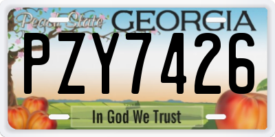 GA license plate PZY7426