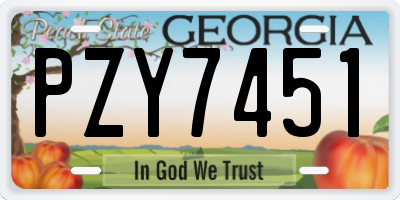 GA license plate PZY7451