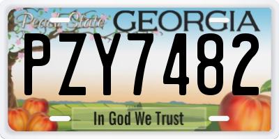 GA license plate PZY7482