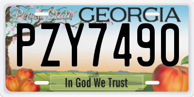 GA license plate PZY7490