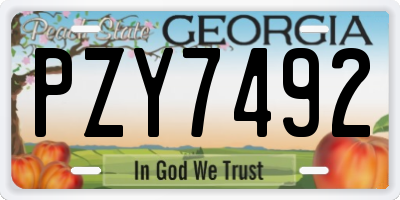 GA license plate PZY7492