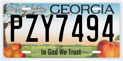 GA license plate PZY7494