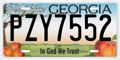 GA license plate PZY7552