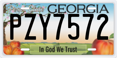 GA license plate PZY7572