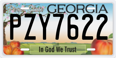 GA license plate PZY7622