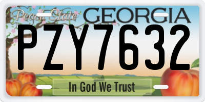 GA license plate PZY7632