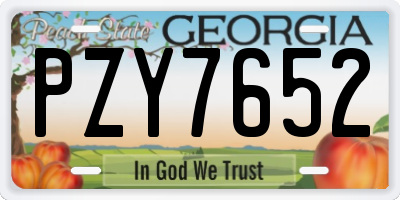 GA license plate PZY7652