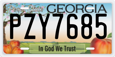 GA license plate PZY7685