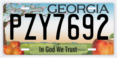 GA license plate PZY7692