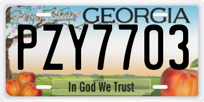 GA license plate PZY7703