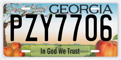 GA license plate PZY7706