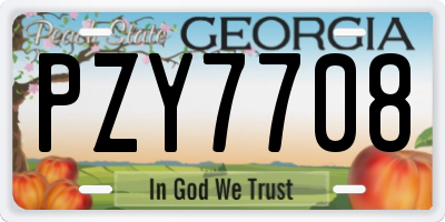 GA license plate PZY7708