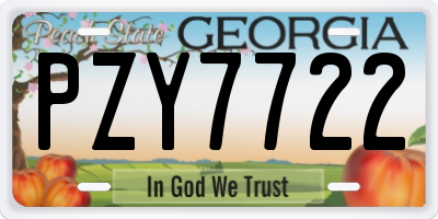 GA license plate PZY7722