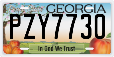GA license plate PZY7730
