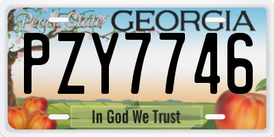 GA license plate PZY7746