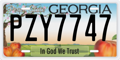 GA license plate PZY7747