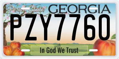 GA license plate PZY7760
