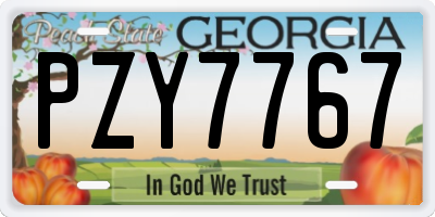 GA license plate PZY7767