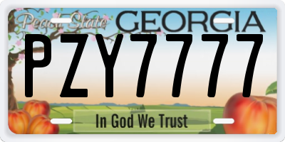 GA license plate PZY7777