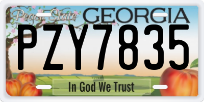 GA license plate PZY7835