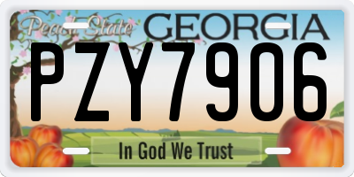 GA license plate PZY7906