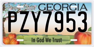GA license plate PZY7953