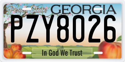 GA license plate PZY8026