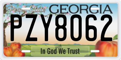 GA license plate PZY8062