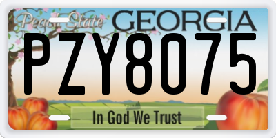 GA license plate PZY8075