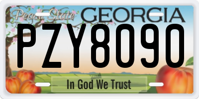 GA license plate PZY8090