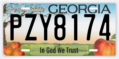 GA license plate PZY8174