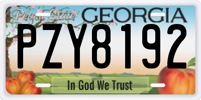GA license plate PZY8192