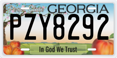 GA license plate PZY8292