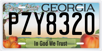 GA license plate PZY8320