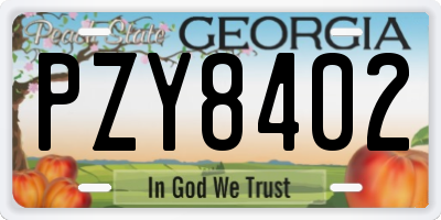 GA license plate PZY8402