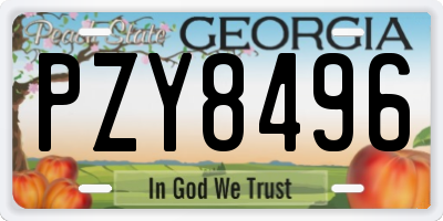 GA license plate PZY8496