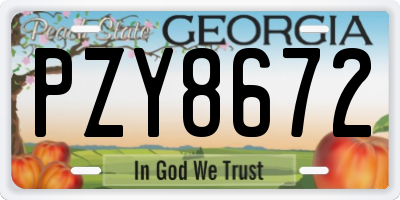 GA license plate PZY8672