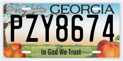 GA license plate PZY8674