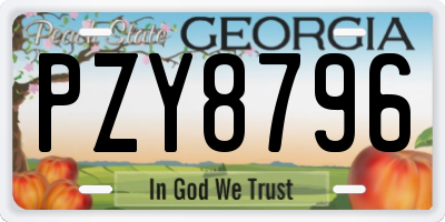 GA license plate PZY8796