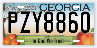 GA license plate PZY8860