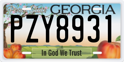 GA license plate PZY8931