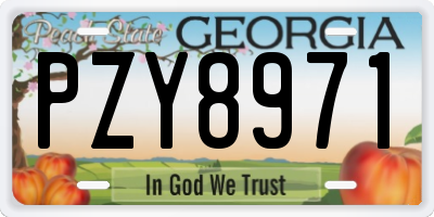 GA license plate PZY8971