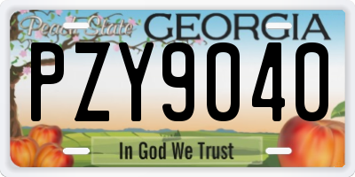 GA license plate PZY9040