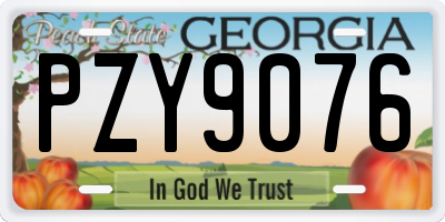 GA license plate PZY9076