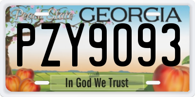 GA license plate PZY9093
