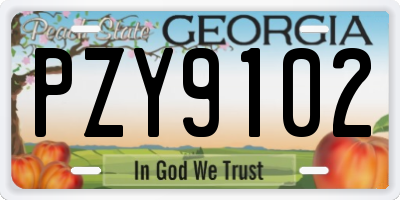 GA license plate PZY9102