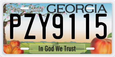 GA license plate PZY9115
